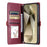 For Samsung Galaxy S24 FE Leather Case Wallet Stand Phone Cover with Straps - Wine Red - 2
