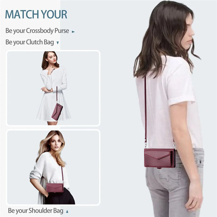 For Samsung Galaxy A35 5G Leather Case Wallet Stand Phone Cover with Straps - Wine Red - 6