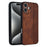 AZNS For iPhone 16 Plus Case Protective PU Leather Covered TPU Phone Shell - Brown - 1