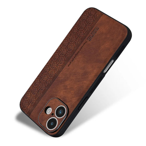 AZNS For iPhone 16 Plus Case Protective PU Leather Covered TPU Phone Shell - Brown - 2