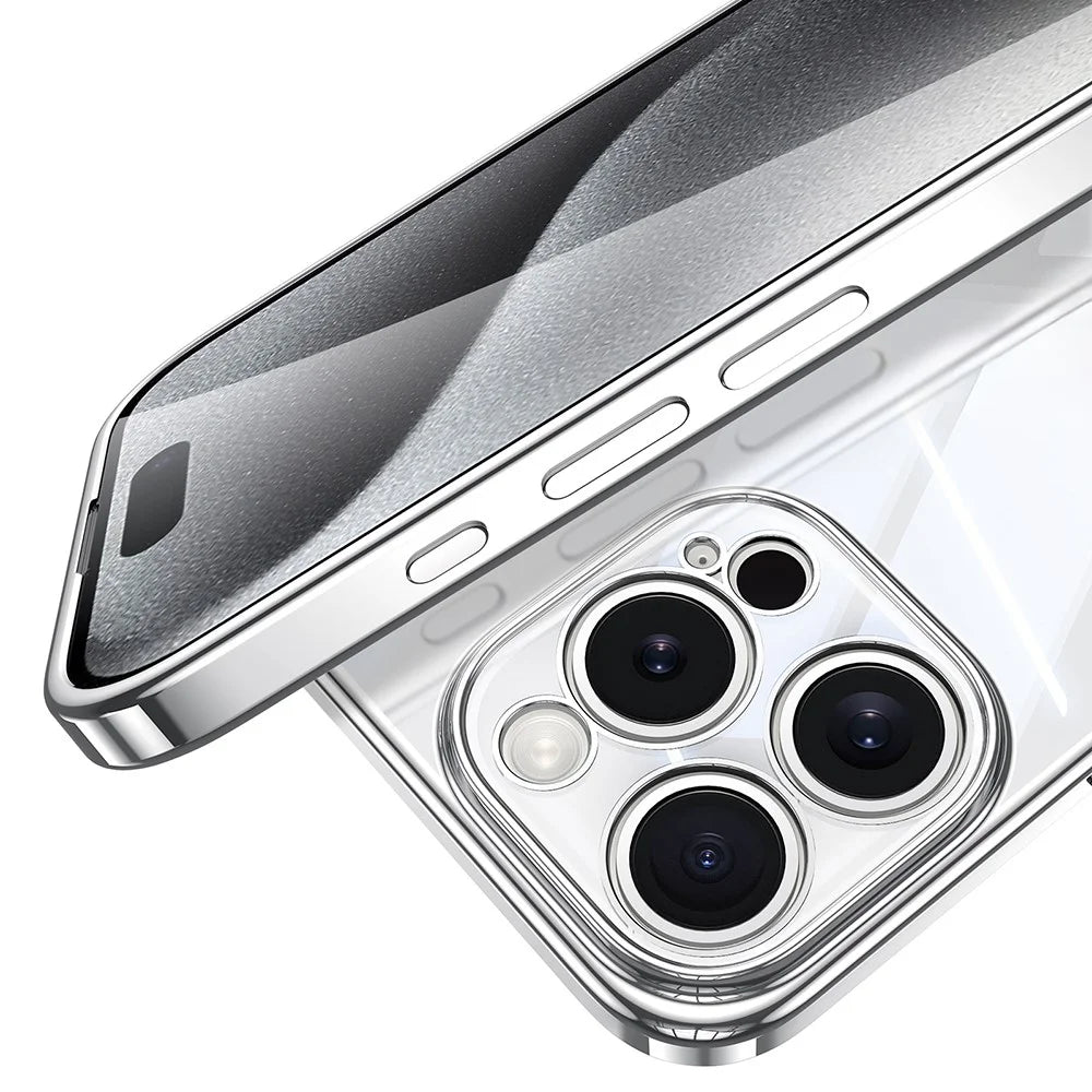 SULADA For iPhone 15 Pro Max Case Electroplating Ultra Clear Soft TPU Phone Cover with PU Wrist Strap - White - 2