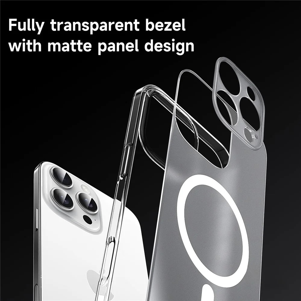 SULADA For iPhone 16 Pro Case Compatible with MagSafe PC+TPU Matte Translucent Back Cover - 3