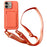 For iPhone 16 Case Liquid Silicone Card Slot Soft Phone Cover with Lanyard Strap - Orange - 1