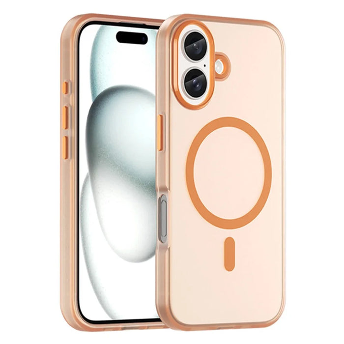 For iPhone 16 Case Compatible with MagSafe Skin-Touch PC+TPU Matte Phone Cover - Orange - 1