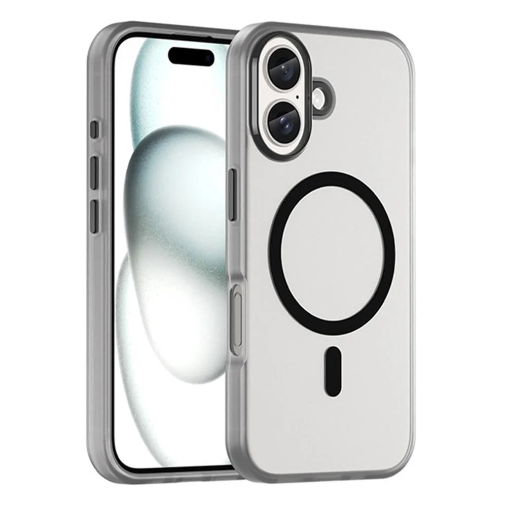 For iPhone 16 Plus Case Compatible with MagSafe Skin-Touch PC+TPU Matte Phone Cover - Black - 1