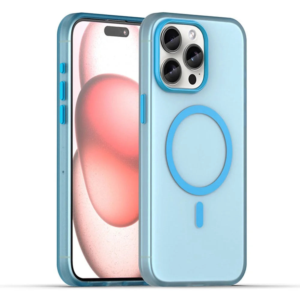 For iPhone 16 Pro Max Case Compatible with MagSafe Skin-Touch PC+TPU Matte Phone Cover - Blue - 1
