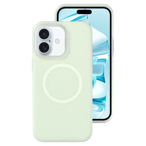 For iPhone 16 Plus Magnetic Case Liquid Silicone Shockproof Phone Cover - Mint Green - 1