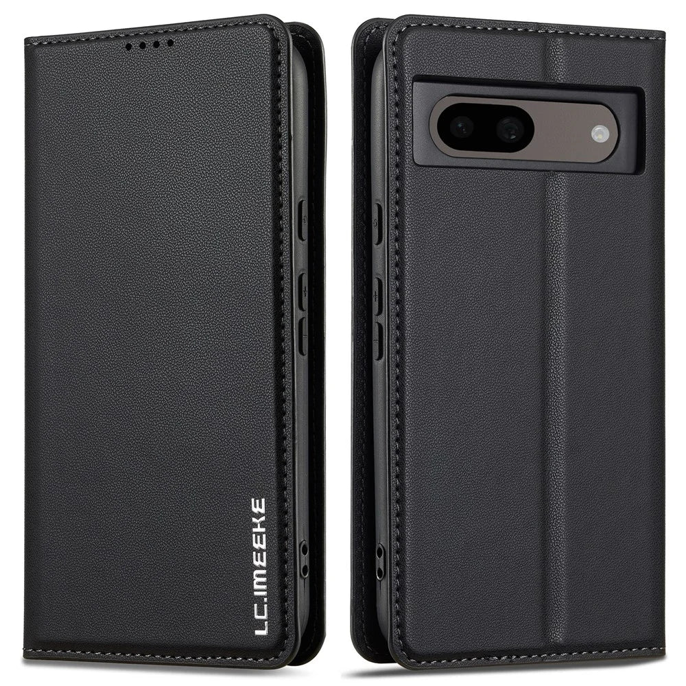 LC.IMEEKE L1 Series for Google Pixel 8 Case PU Leather Wallet Stand Protective Phone Cover - Black - 1