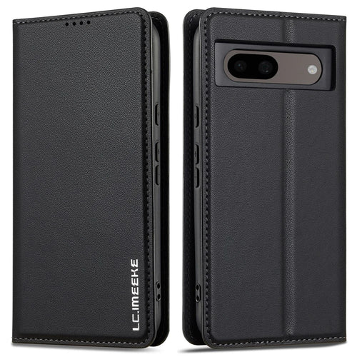 LC.IMEEKE L1 Series for Google Pixel 8 Case PU Leather Wallet Stand Protective Phone Cover - Black - 1