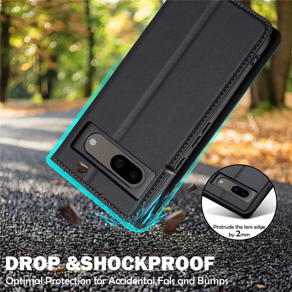 LC.IMEEKE L1 Series for Google Pixel 8 Case PU Leather Wallet Stand Protective Phone Cover - Black - 7