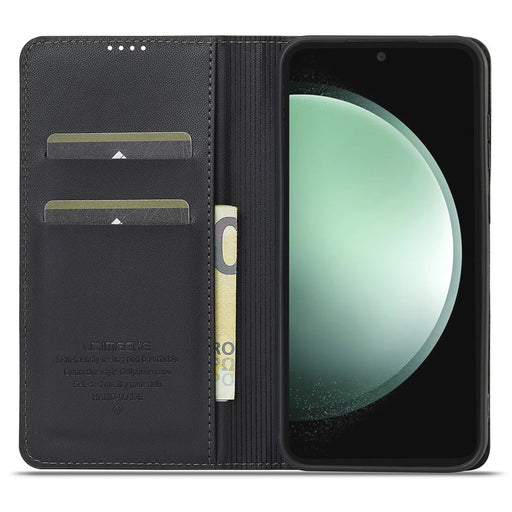 LC.IMEEKE L1 Series for Samsung Galaxy S24 Case PU Leather Wallet Stand Protective Phone Cover - Black - 2