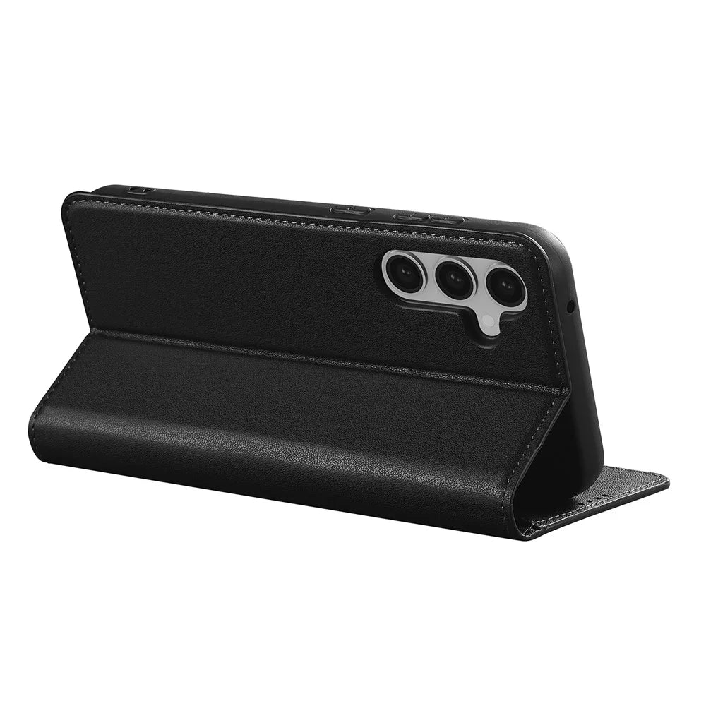 LC.IMEEKE L1 Series for Samsung Galaxy S24+ Case PU Leather Wallet Stand Protective Phone Cover - Black - 4