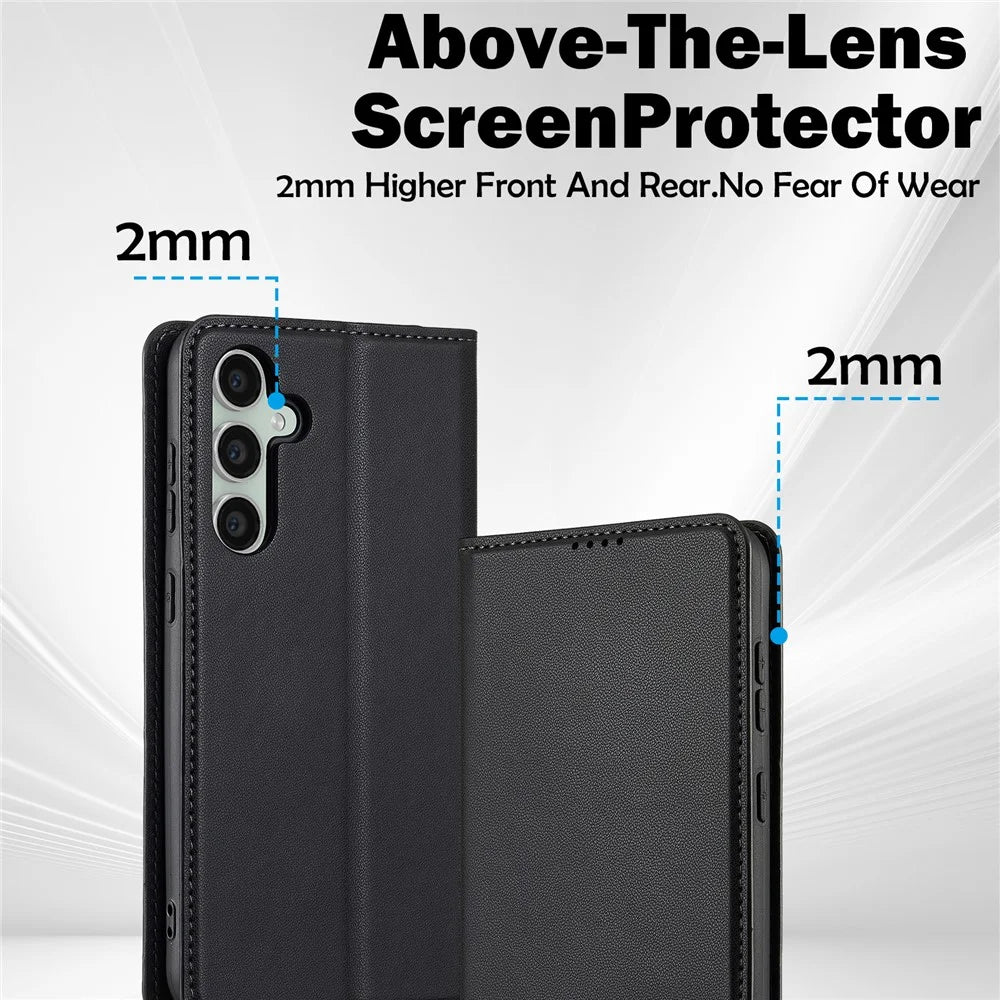 LC.IMEEKE L1 Series for Samsung Galaxy S24+ Case PU Leather Wallet Stand Protective Phone Cover - Black - 5
