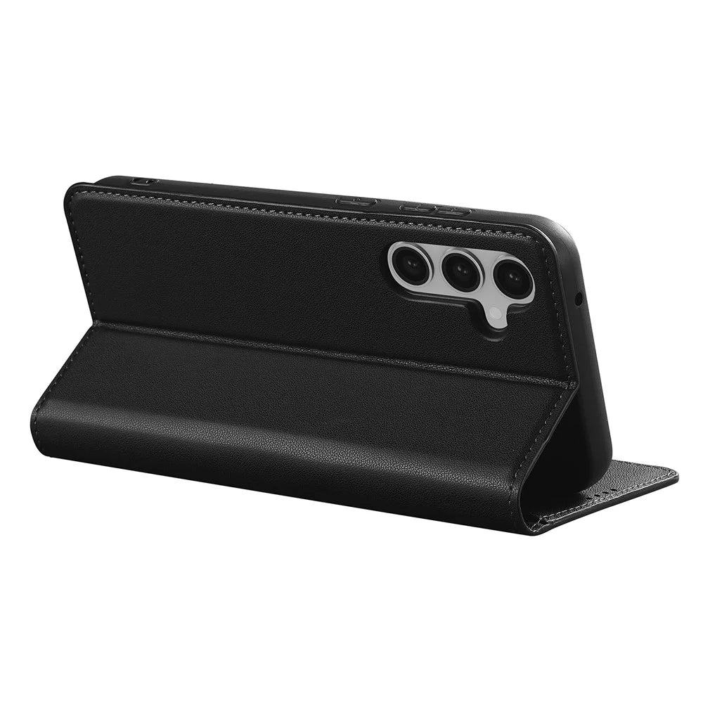 LC.IMEEKE L1 Series for Samsung Galaxy S23 FE Case PU Leather Wallet Stand Protective Phone Cover - Black - 4