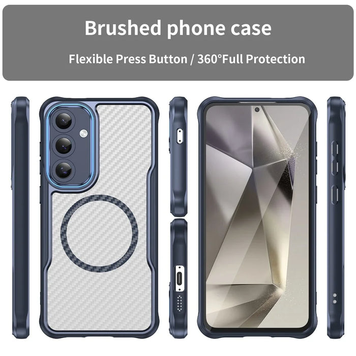 For Samsung Galaxy S24 FE Case TPU+PC Carbon Fiber Phone Cover Magnetic Case - Blue - 2