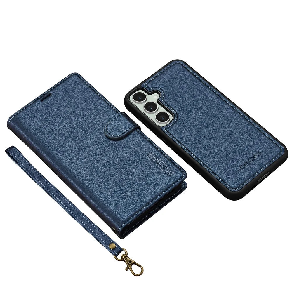 LC.IMEEKE L2 Series for Samsung Galaxy A55 5G Case PU Leather Wallet Detachable Magnetic Phone Cover - Blue - 6