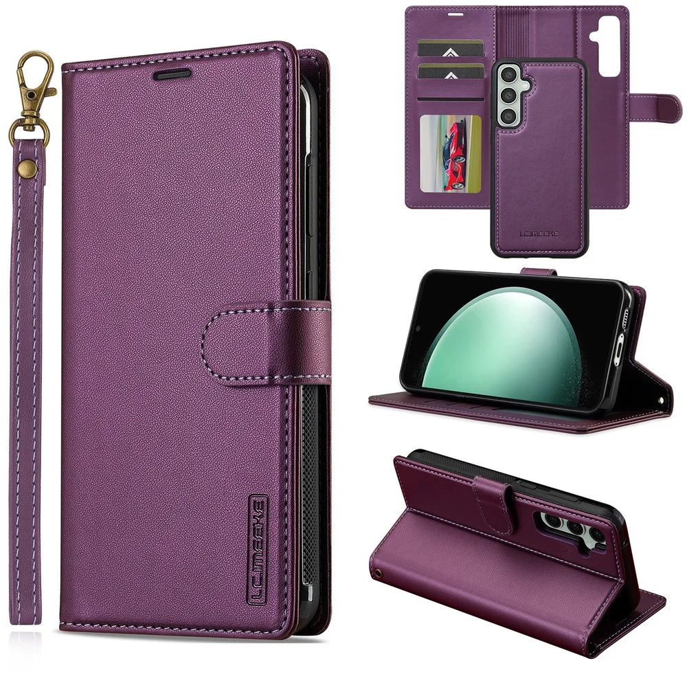 LC.IMEEKE L2 Series for Samsung Galaxy A35 5G Case PU Leather Wallet Detachable Magnetic Phone Cover - Purple - 1