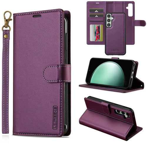 LC.IMEEKE L2 Series for Samsung Galaxy A35 5G Case PU Leather Wallet Detachable Magnetic Phone Cover - Purple - 1