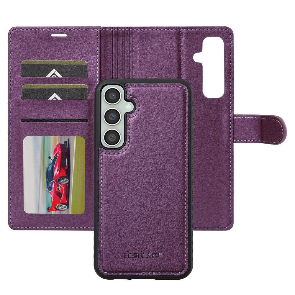 LC.IMEEKE L2 Series for Samsung Galaxy A35 5G Case PU Leather Wallet Detachable Magnetic Phone Cover - Purple - 2
