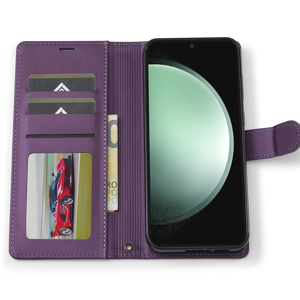 LC.IMEEKE L2 Series for Samsung Galaxy A35 5G Case PU Leather Wallet Detachable Magnetic Phone Cover - Purple - 3