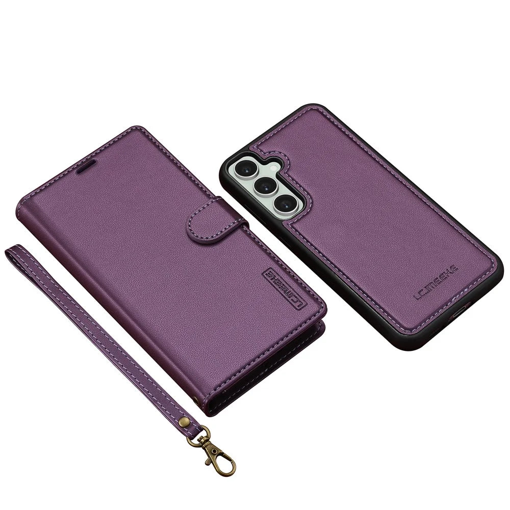 LC.IMEEKE L2 Series for Samsung Galaxy A35 5G Case PU Leather Wallet Detachable Magnetic Phone Cover - Purple - 6