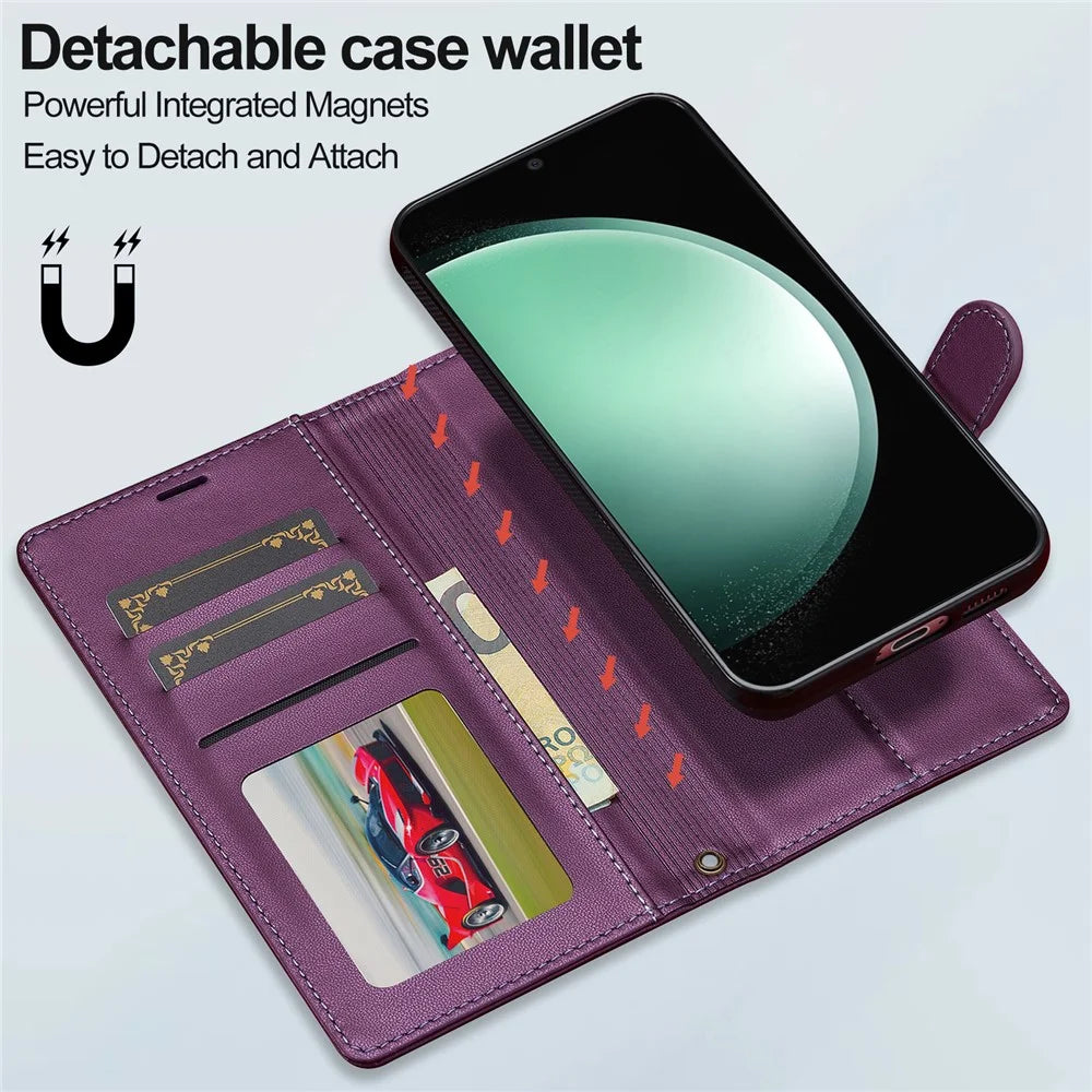 LC.IMEEKE L2 Series for Samsung Galaxy A35 5G Case PU Leather Wallet Detachable Magnetic Phone Cover - Purple - 7