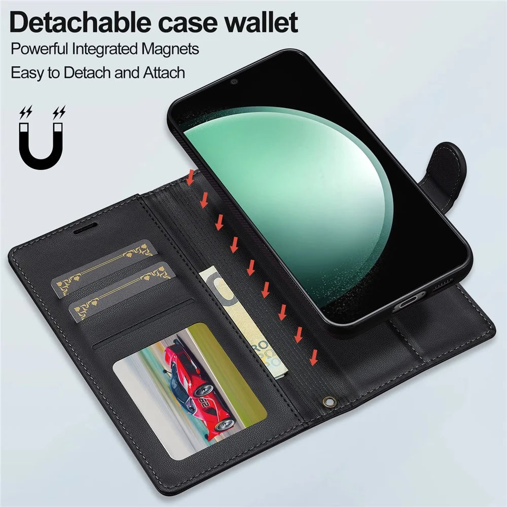 LC.IMEEKE L2 Series for Samsung Galaxy A15 4G / 5G Case PU Leather Wallet Detachable Magnetic Phone Cover - Black - 7