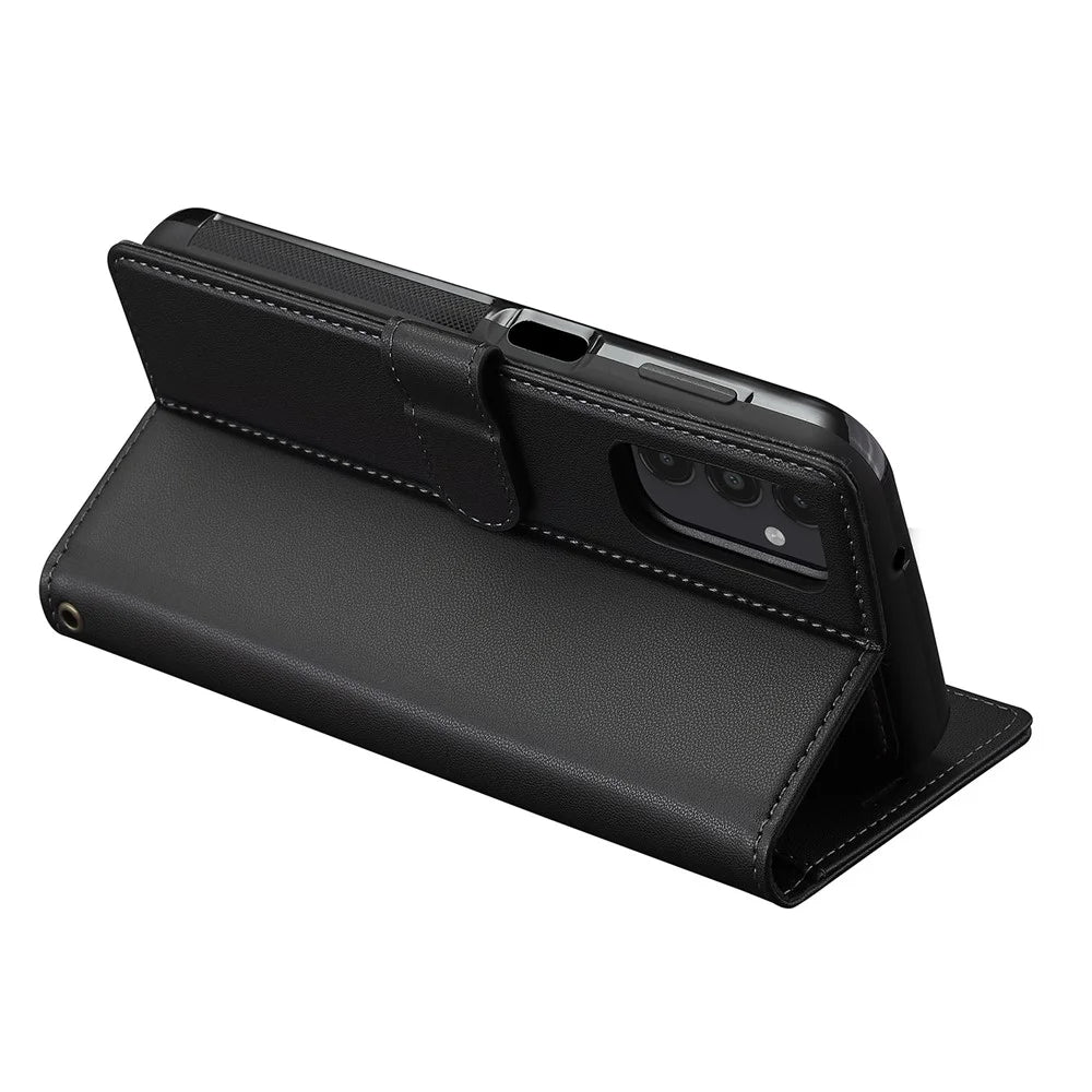 LC.IMEEKE L2 Series for Samsung Galaxy A14 5G Case PU Leather Wallet Detachable Magnetic Phone Cover - Black - 5