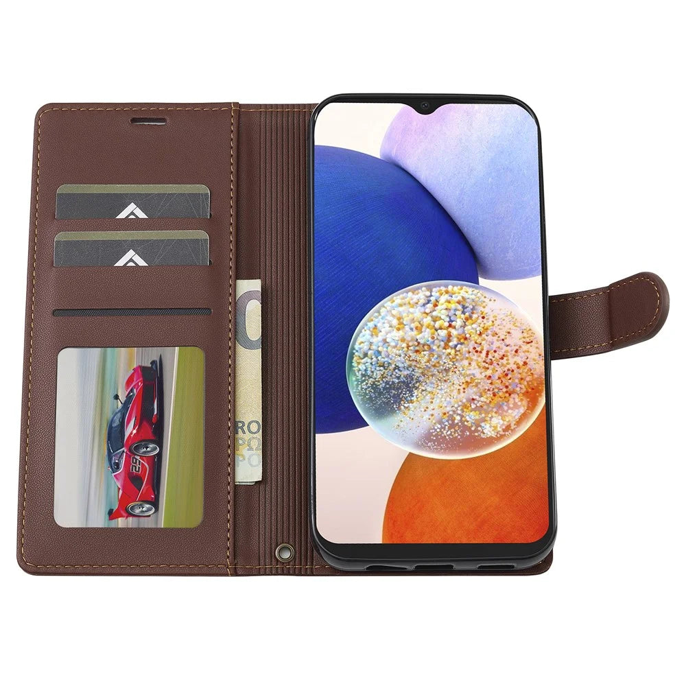 LC.IMEEKE L2 Series for Samsung Galaxy A54 5G Case PU Leather Wallet Detachable Magnetic Phone Cover - Brown - 3