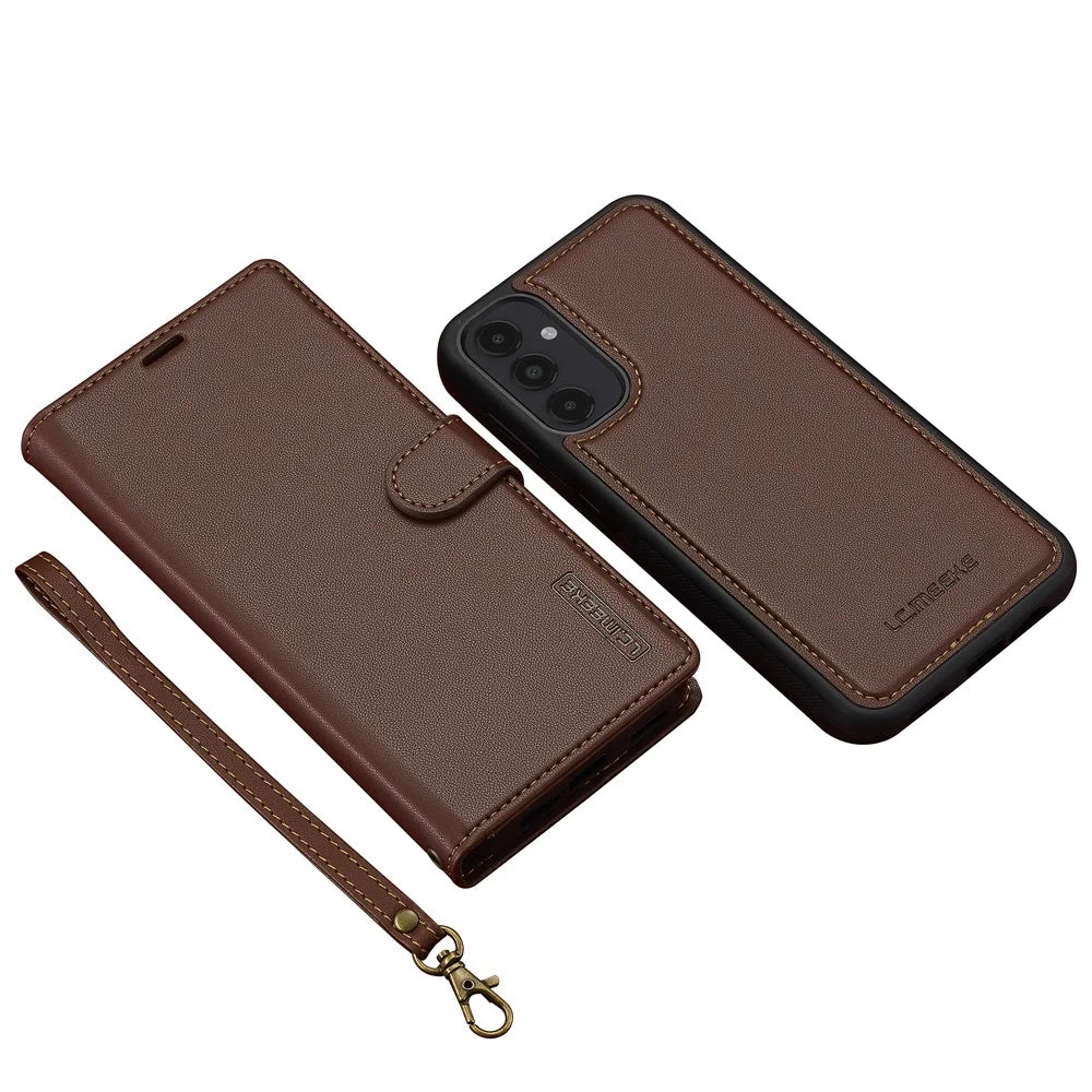 LC.IMEEKE L2 Series for Samsung Galaxy A54 5G Case PU Leather Wallet Detachable Magnetic Phone Cover - Brown - 6