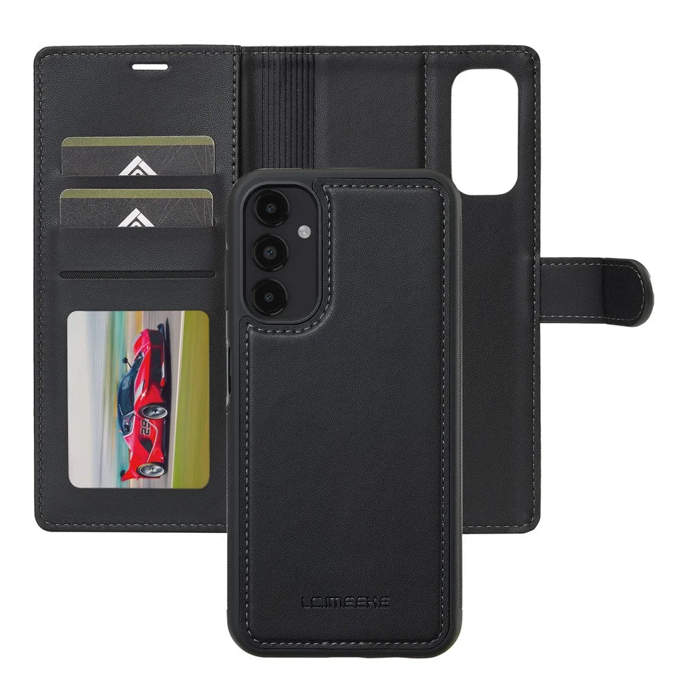 LC.IMEEKE L2 Series for Samsung Galaxy A34 5G Case PU Leather Wallet Detachable Magnetic Phone Cover - Black - 2