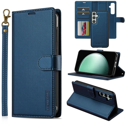 LC.IMEEKE L2 Series for Samsung Galaxy S23 FE Case PU Leather Wallet Detachable Magnetic Phone Cover - Blue - 1