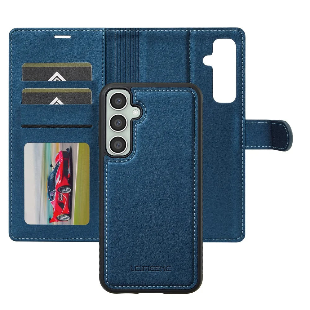 LC.IMEEKE L2 Series for Samsung Galaxy S23 FE Case PU Leather Wallet Detachable Magnetic Phone Cover - Blue - 2