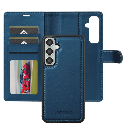 LC.IMEEKE L2 Series for Samsung Galaxy S23 FE Case PU Leather Wallet Detachable Magnetic Phone Cover - Blue - 2