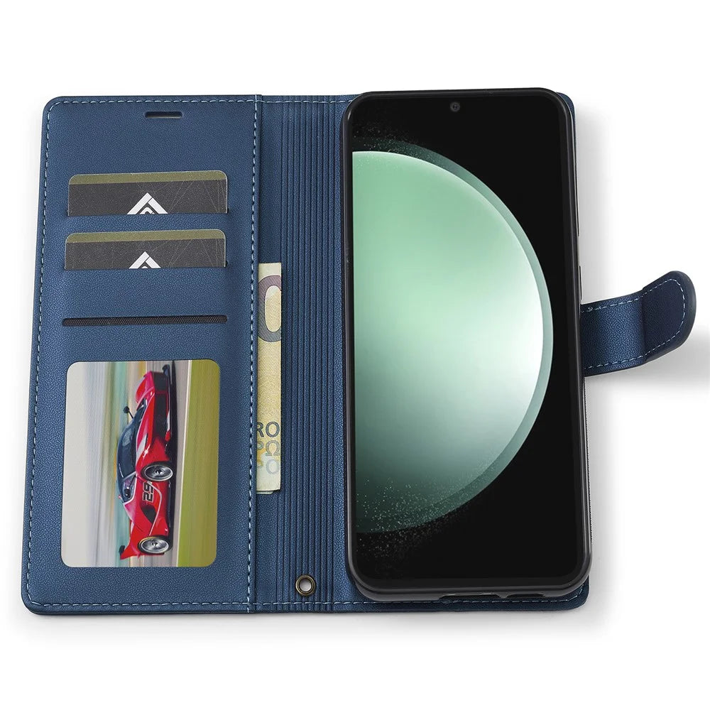 LC.IMEEKE L2 Series for Samsung Galaxy S23 FE Case PU Leather Wallet Detachable Magnetic Phone Cover - Blue - 3