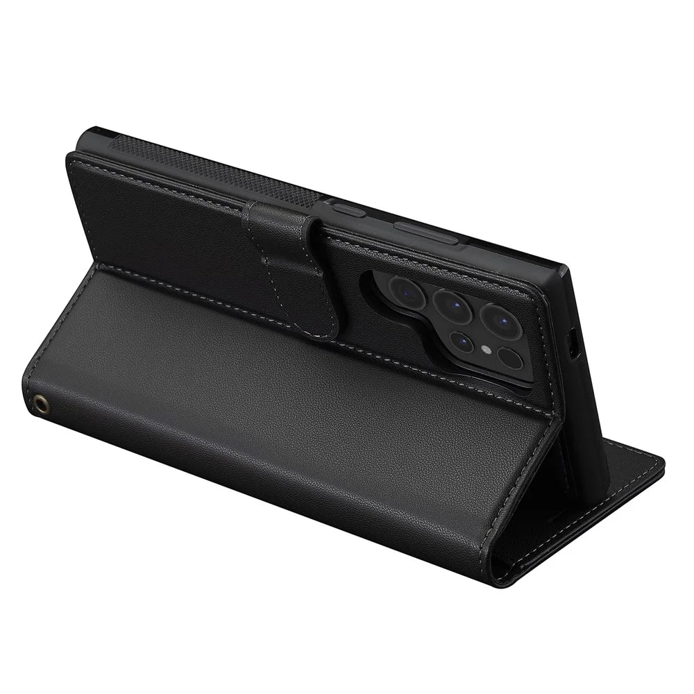 LC.IMEEKE L2 Series for Samsung Galaxy S23 Ultra Case PU Leather Wallet Detachable Magnetic Phone Cover - Black - 4