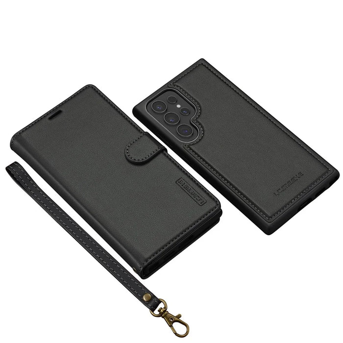 LC.IMEEKE L2 Series for Samsung Galaxy S23 Ultra Case PU Leather Wallet Detachable Magnetic Phone Cover - Black - 6