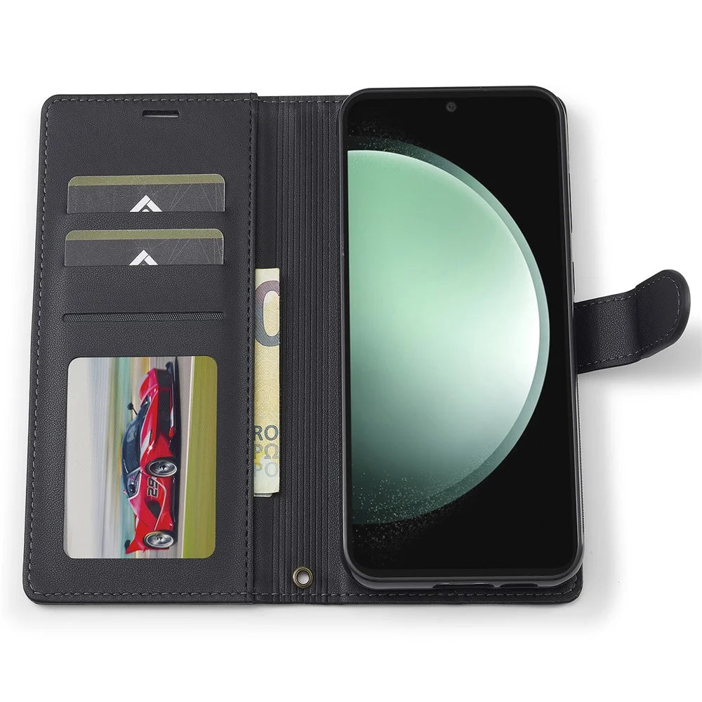 LC.IMEEKE L2 Series for Samsung Galaxy S24 Case PU Leather Wallet Detachable Magnetic Phone Cover - Black - 3