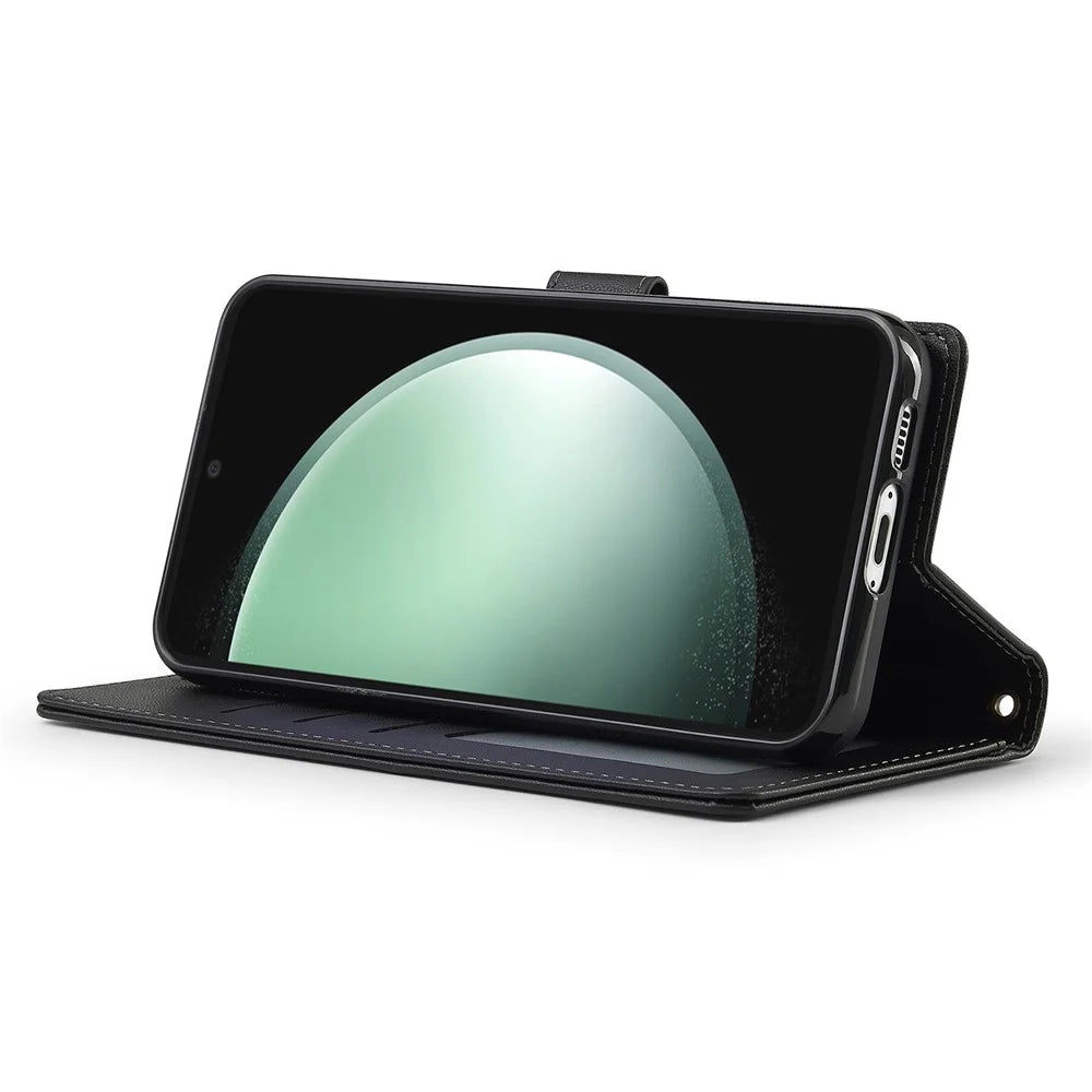 LC.IMEEKE L2 Series for Samsung Galaxy S24 Case PU Leather Wallet Detachable Magnetic Phone Cover - Black - 4