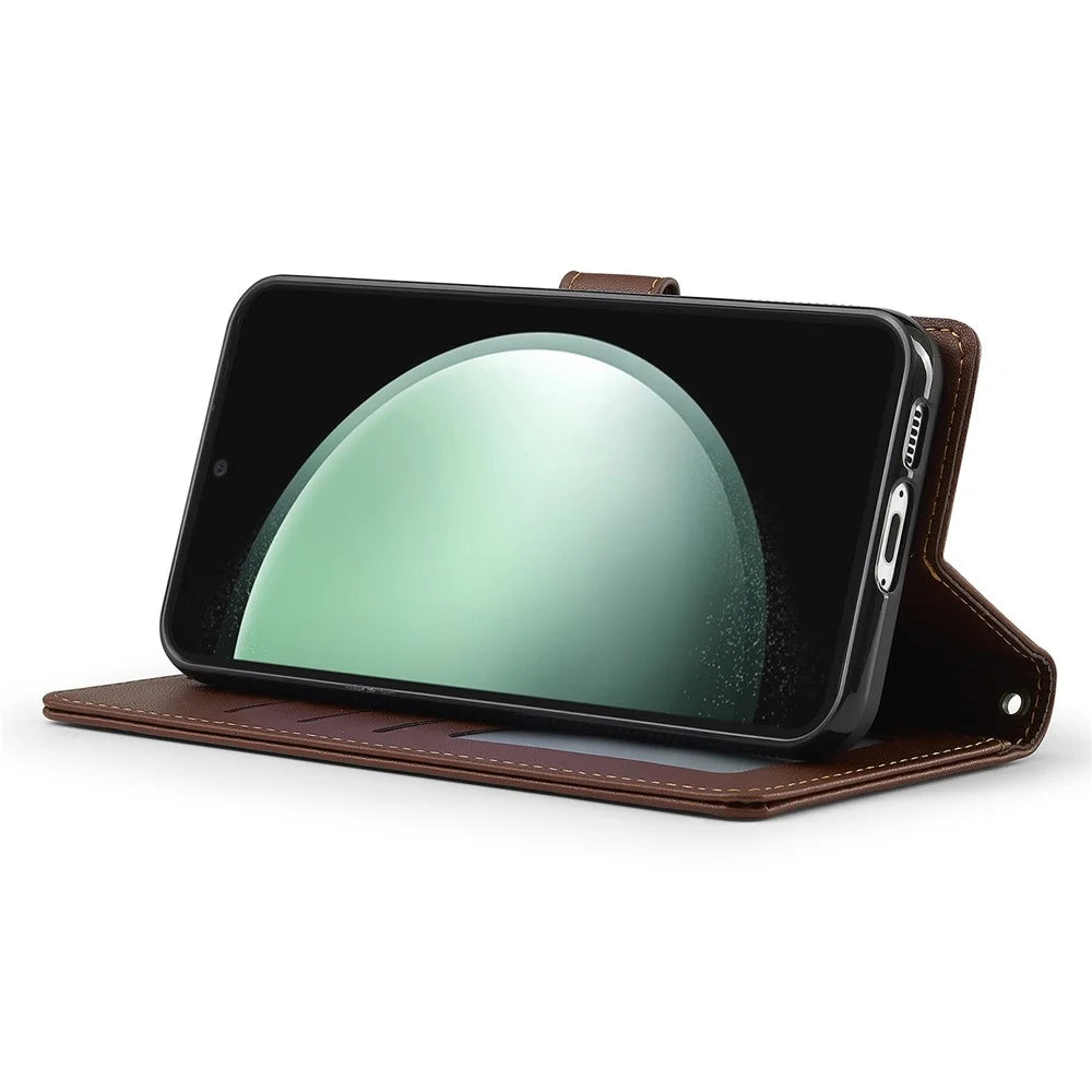 LC.IMEEKE L2 Series for Samsung Galaxy S24+ Case PU Leather Wallet Detachable Magnetic Phone Cover - Brown - 4