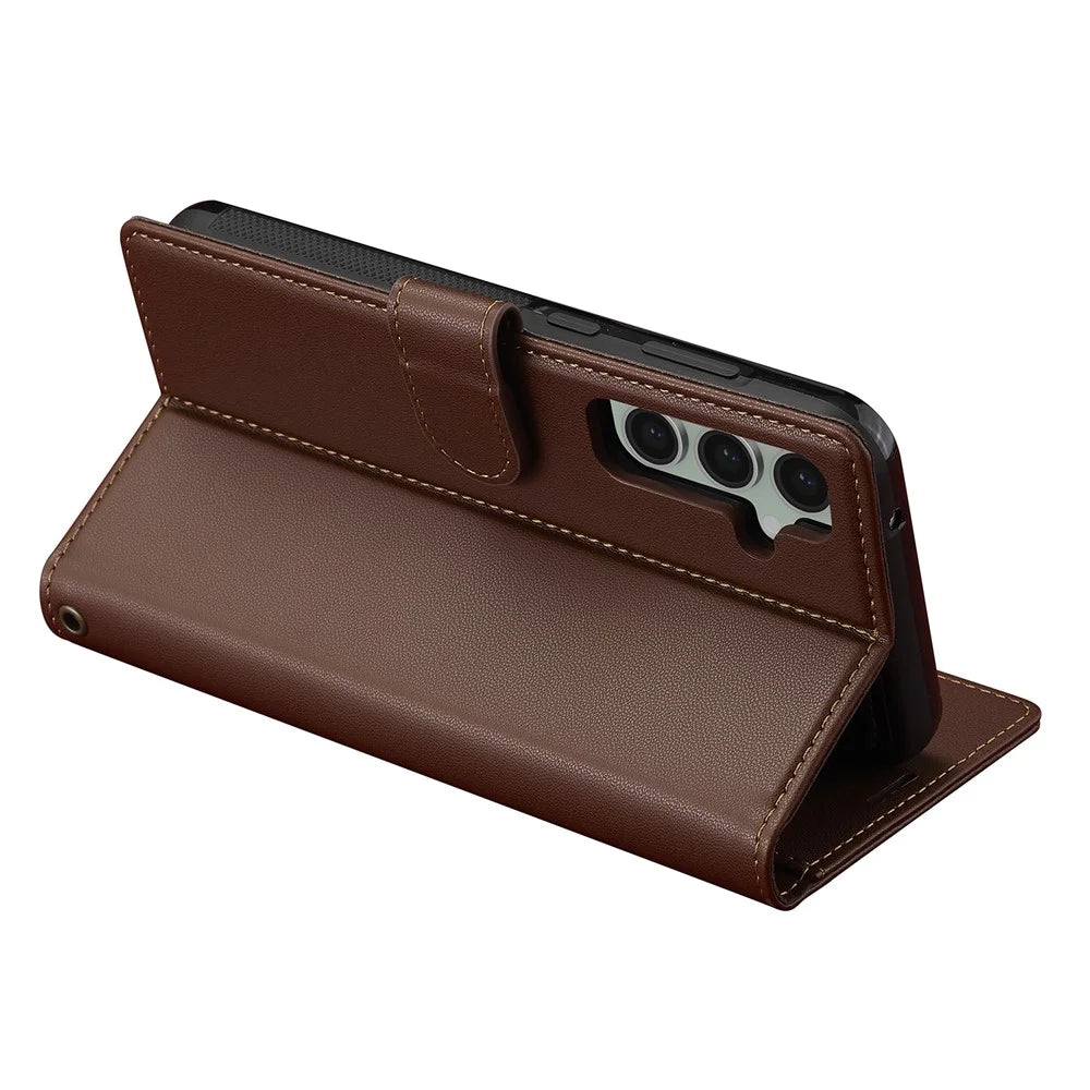LC.IMEEKE L2 Series for Samsung Galaxy S24+ Case PU Leather Wallet Detachable Magnetic Phone Cover - Brown - 5
