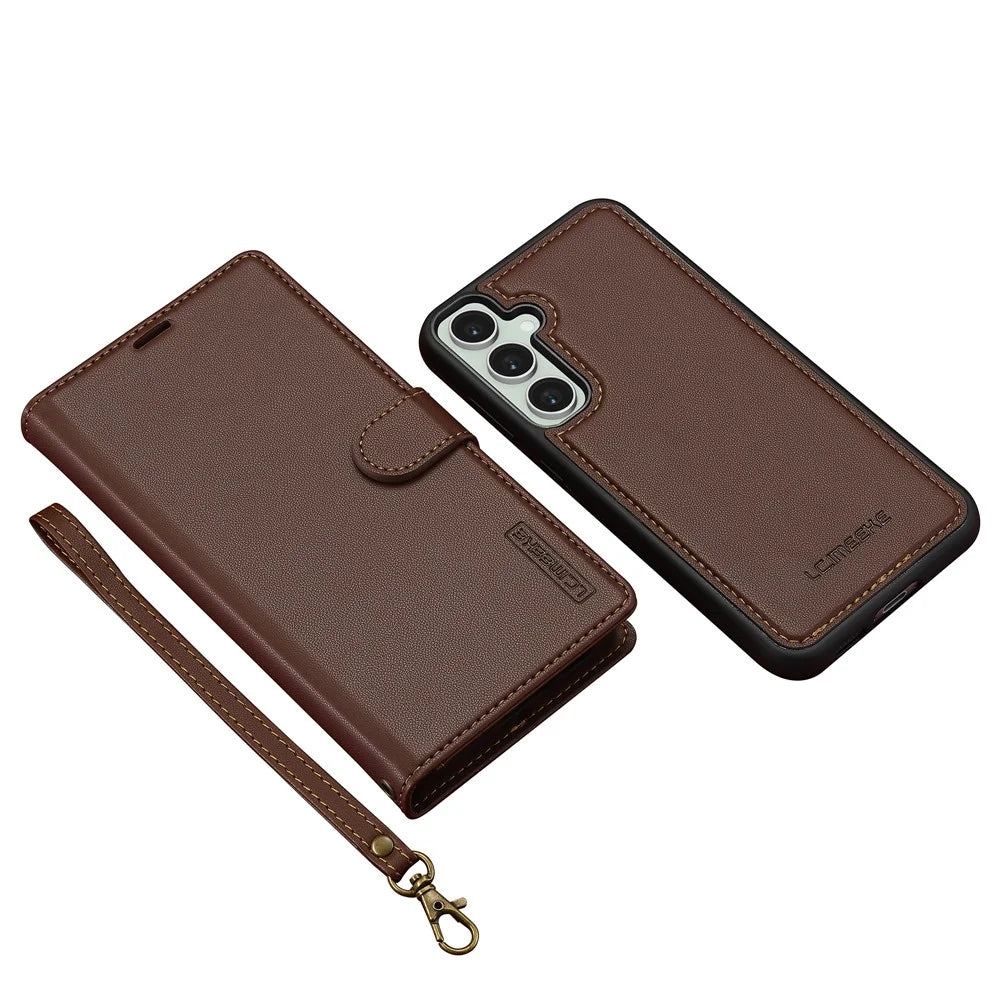 LC.IMEEKE L2 Series for Samsung Galaxy S24+ Case PU Leather Wallet Detachable Magnetic Phone Cover - Brown - 6