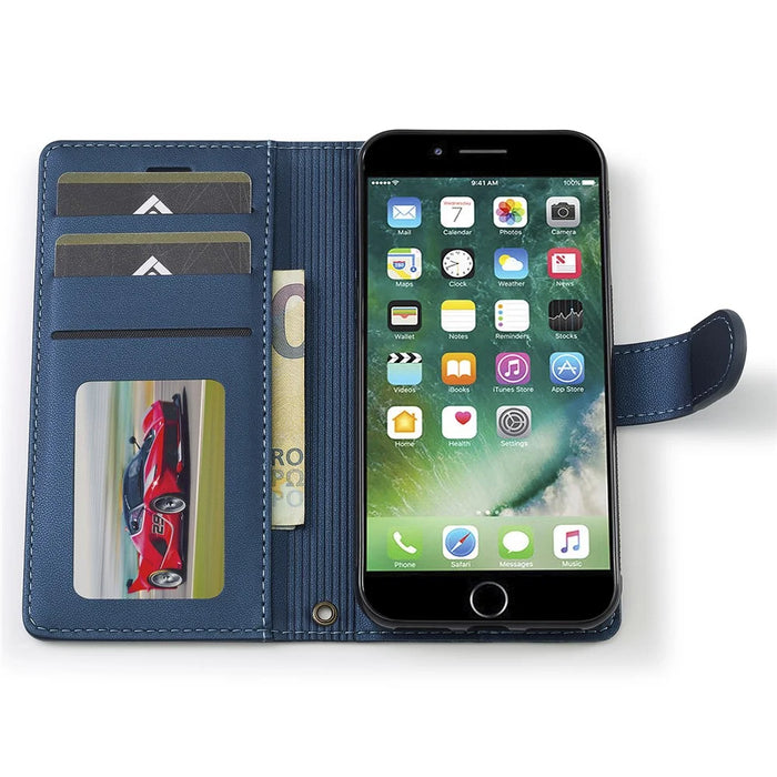 LC.IMEEKE L2 Series for iPhone SE (2022) / SE (2020) / 8 / 7 Case PU Leather Wallet Detachable Magnetic Phone Cover - Blue - 3