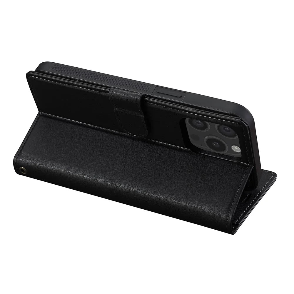LC.IMEEKE L2 Series for iPhone 14 Pro Case PU Leather Wallet Detachable Magnetic Phone Cover - Black - 5
