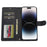 LC.IMEEKE L2 Series for iPhone 15 Pro Max Case PU Leather Wallet Detachable Magnetic Phone Cover - Black - 3
