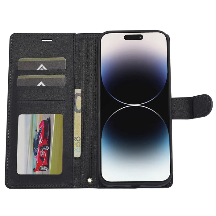 LC.IMEEKE L2 Series for iPhone 15 Pro Max Case PU Leather Wallet Detachable Magnetic Phone Cover - Black - 3