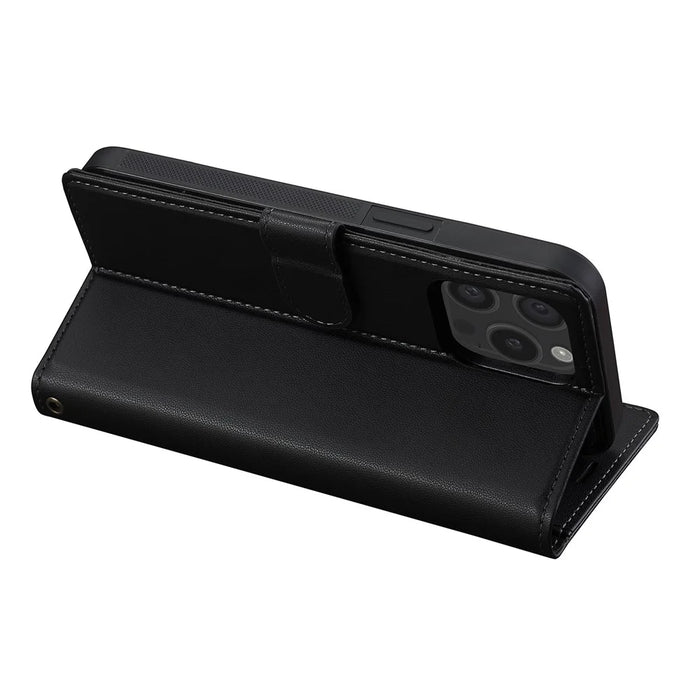 LC.IMEEKE L2 Series for iPhone 15 Pro Max Case PU Leather Wallet Detachable Magnetic Phone Cover - Black - 5