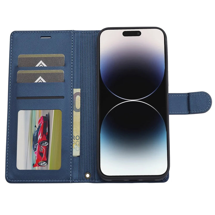 LC.IMEEKE L2 Series for iPhone 15 Pro Case PU Leather Wallet Detachable Magnetic Phone Cover - Blue - 3