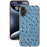ABEEL For iPhone 16 Plus Case Electroplating Edge Ostrich Texture Genuine Cow Leather Back Cover - Blue - 2
