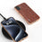 ABEEL For iPhone 16 Case Electroplating Edge Ostrich Texture Genuine Cow Leather Back Cover - Coffee - 4